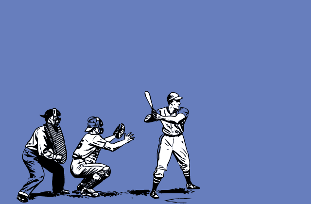 野球をする男性３人